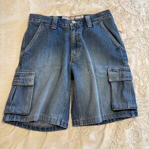 Vintage Y2K Purple Heart Cargo Carpenter Denim Shorts Women's Size 7/8 Blue